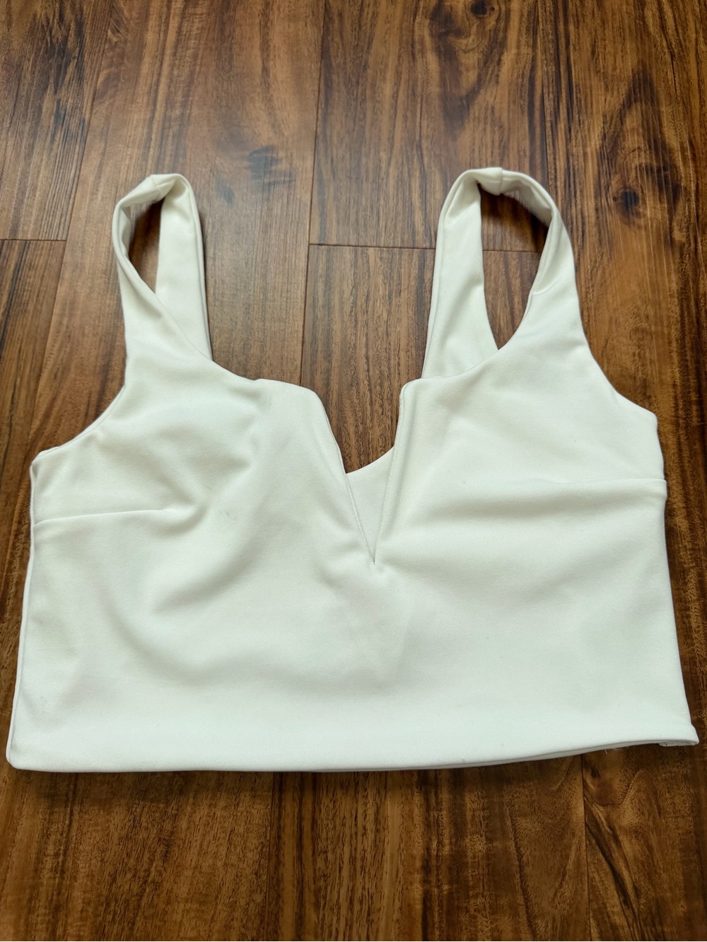 Women's Cream V-Neck Sleeveless Crop Top